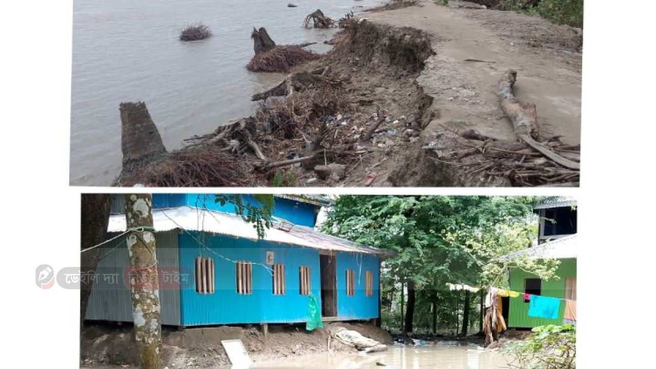 নদীর জোয়ার-ভাটার পানিতে প্রতিনিয়ত ভাসছে ১০০টি পরিবার