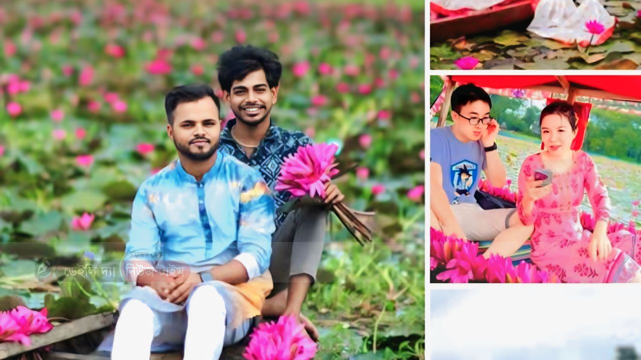 সাতলা ইউনিয়নে শাপলার সমারোহ: লাল-সাদার রঙে মুগ্ধ দর্শনার্থী