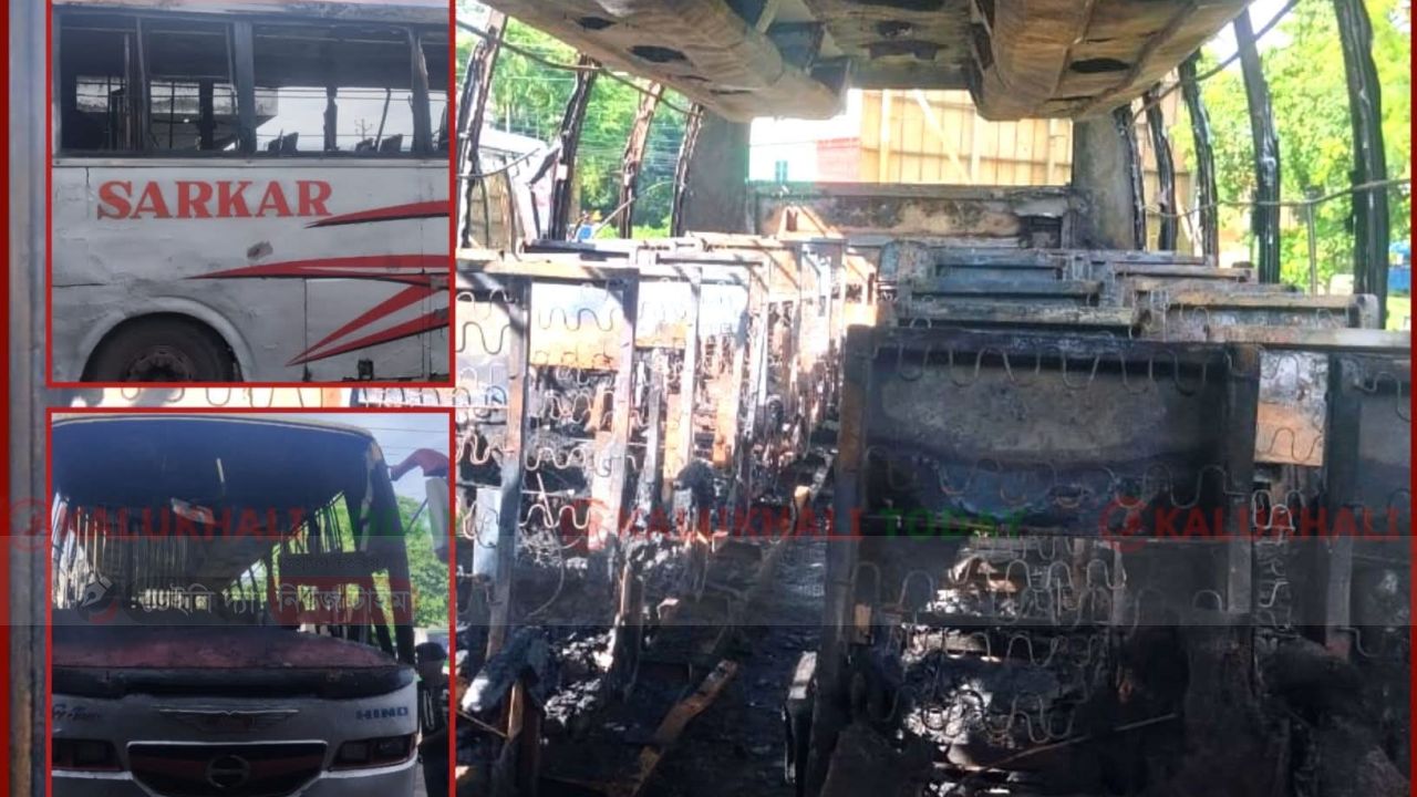 রাজবাড়ীতে ভোররাতে সরকার পরিবহনের বাসে আ'গু'ন 