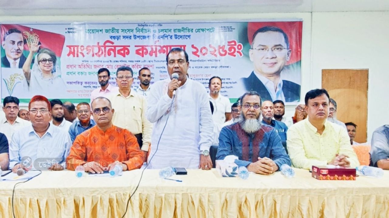 বগুড়ায় ত্রয়োদশ জাতীয় সংসদ নির্বাচন ও রাজনীতির প্রেক্ষাপট শীর্ষক বিএনপির সাংগঠনিক কর্মশালা
