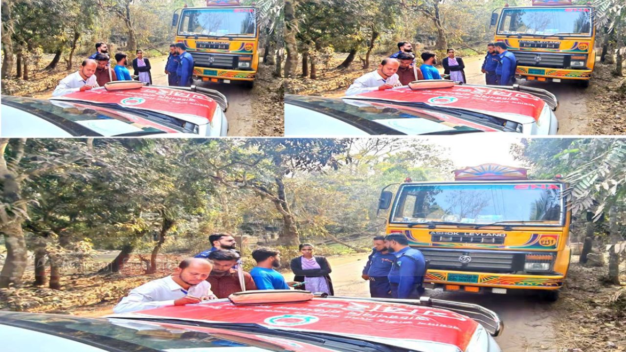কোম্পানীগঞ্জে অতিরিক্ত ওজনের বালুবাহী ট্রাকে ভ্রাম্যমাণ আদালতের অভিযান, জরিমানা ২ লাখ টাকা